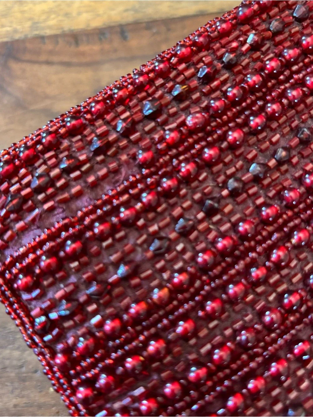 Pottery Barn Sunset Jewel Box Beaded in Deep Burgundy